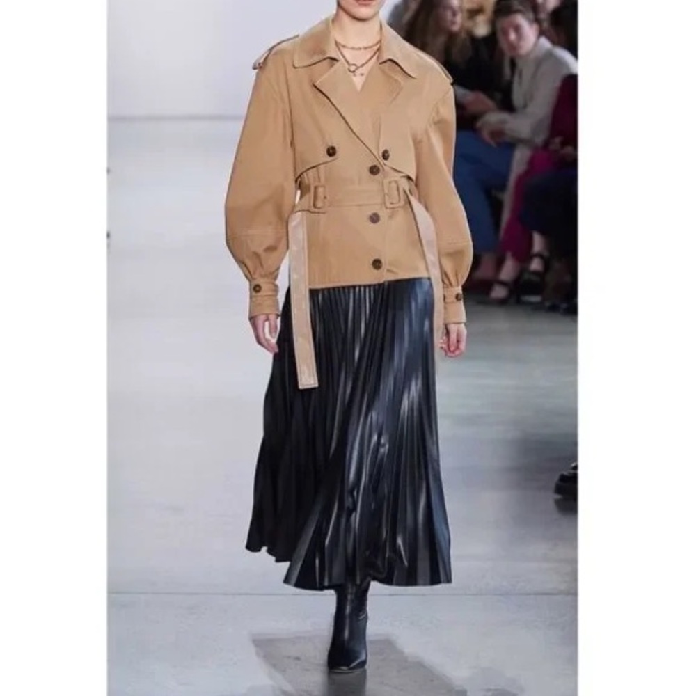 Jonathan Simkhai Dakota runway trench with pleated vegan leather skirt XS